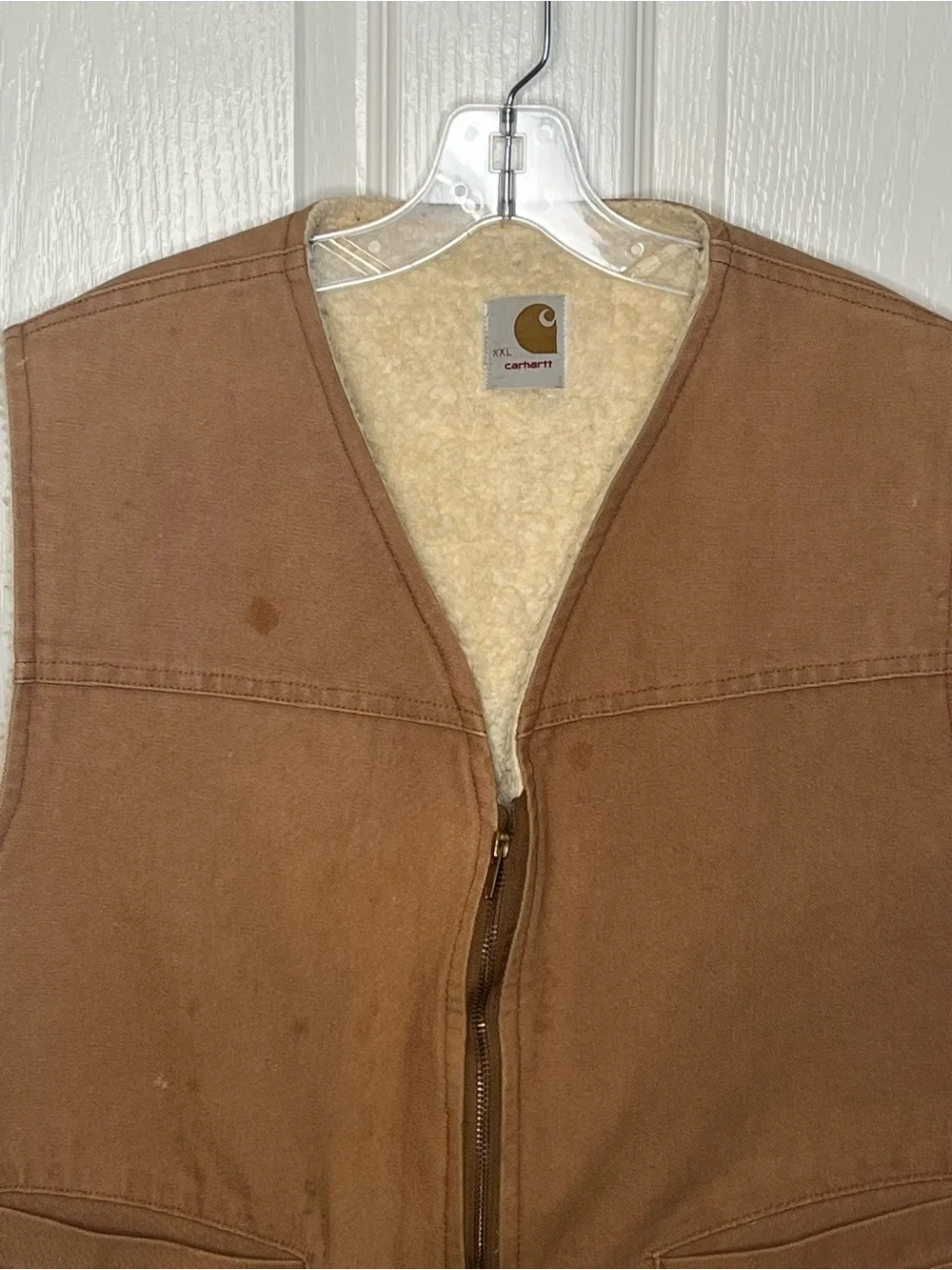 Carhartt Vest Men’s Size XXL Duck Canvas Sherpa  Liner Brown